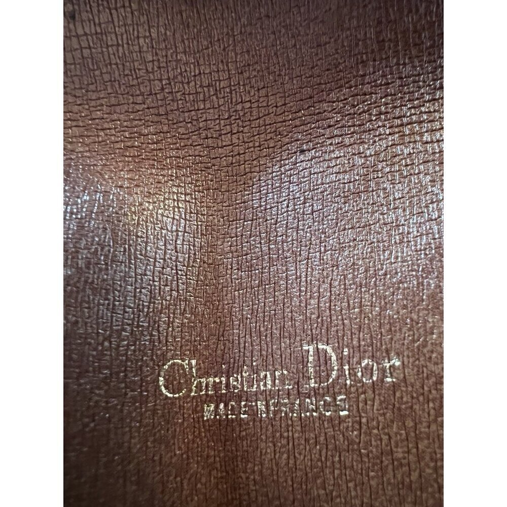 Vintage 70s Christian Dior beige Monogram Canvas leather shoulder bag gold chain - Picture 9 of 16